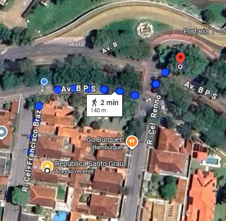 Mapa de localização da República Santo Grau no bairro Pinheirinho, a 2 minutos da UNIFEI